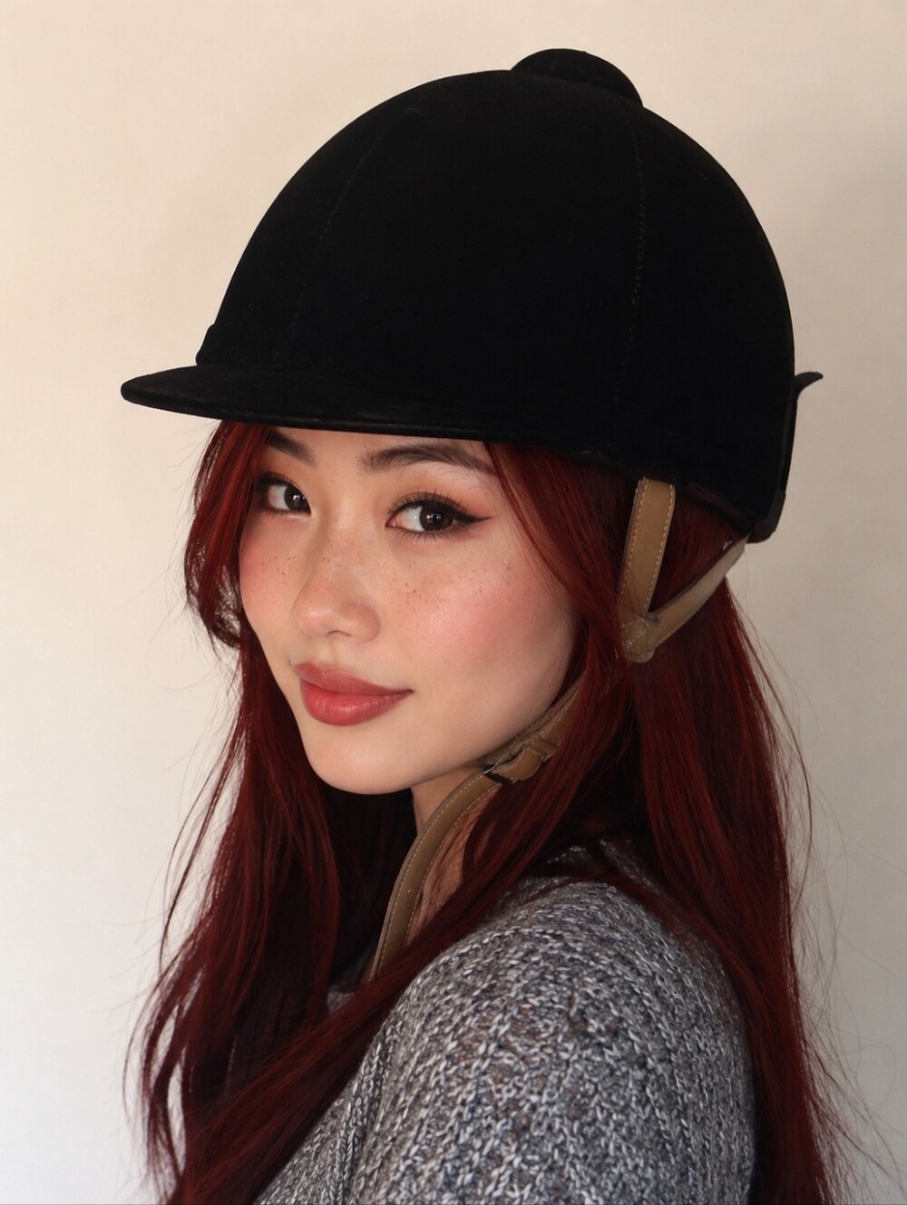 Kids Black Velvet Equestrian Show Riding Helmet